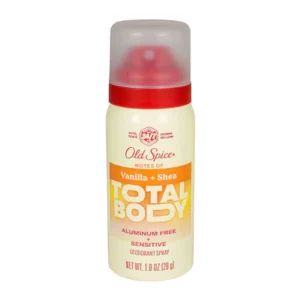travel size old spice total body vanilla + shea aluminum free deodorant body spray 1 oz.