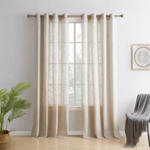 madison faux linen textured semi sheer curtain panels, pair